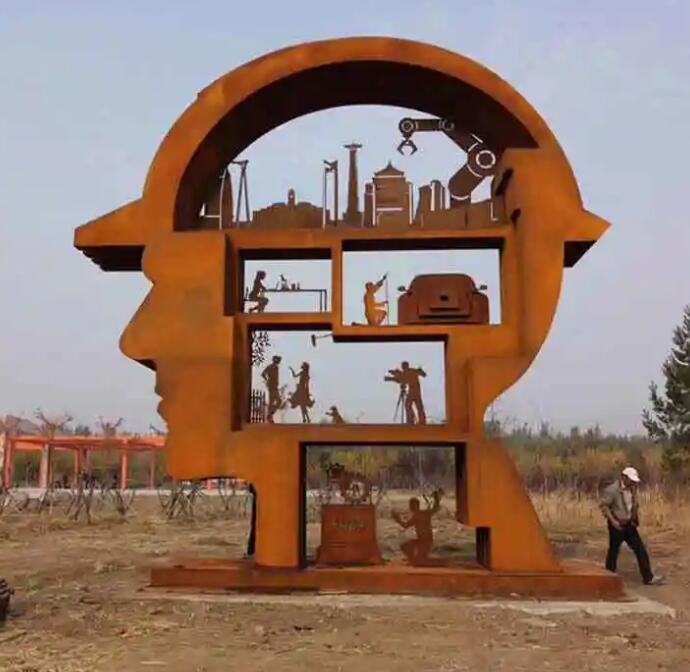 于洪锈钢板雕塑